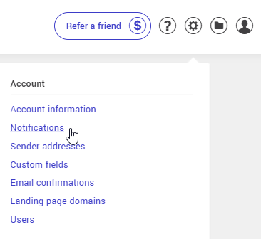 Settings and configurations : notifications