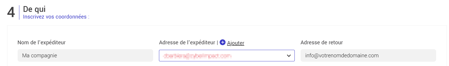 Adresse de retour (configuration d'envoi)